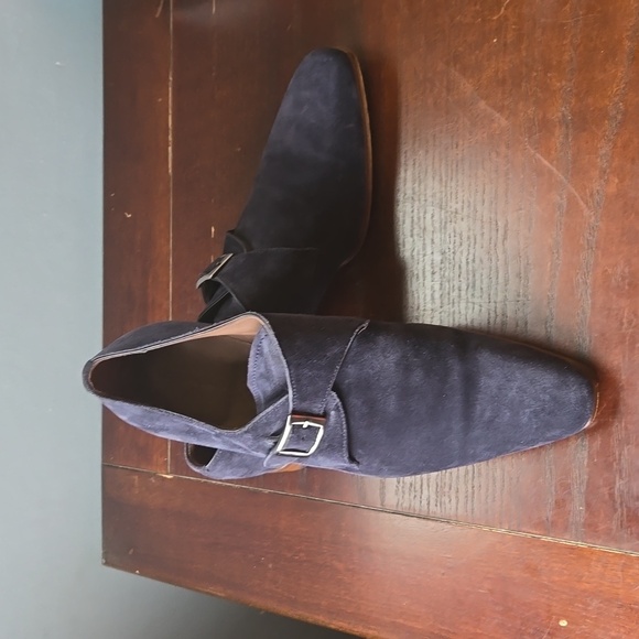 Carlos Santos Blue Suede Single Buckle Loafers - Picture 4 of 7
